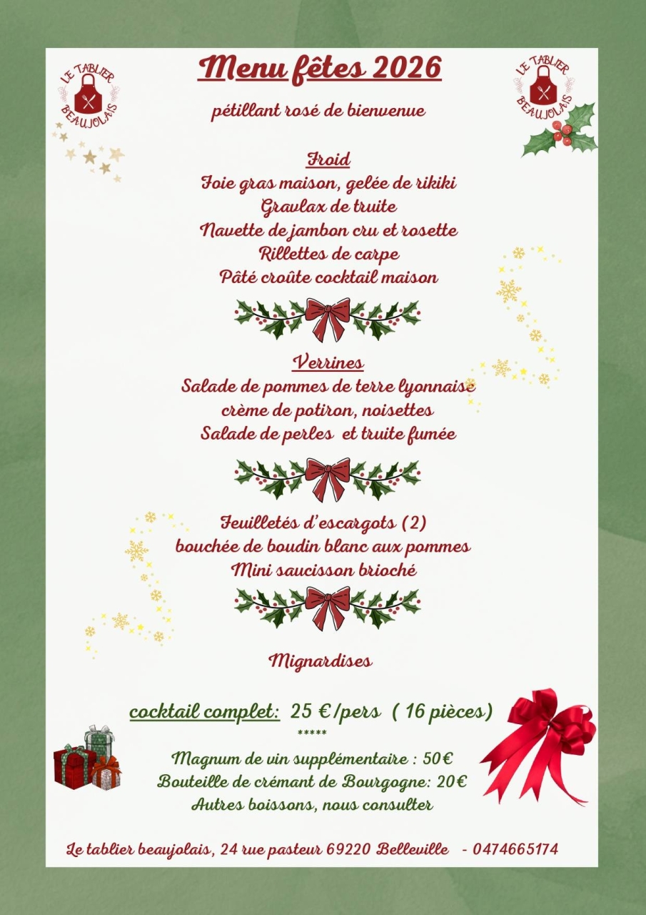 Repas de groupe - Le Tablier Beaujolais - restaurant BELLEVILLE - Restaurant Montmerle - meilleur restaurant BELLEVILLE